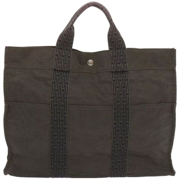 HERMES Her Line MM Tote Bag Canvas Gray - Picture 2 of 15